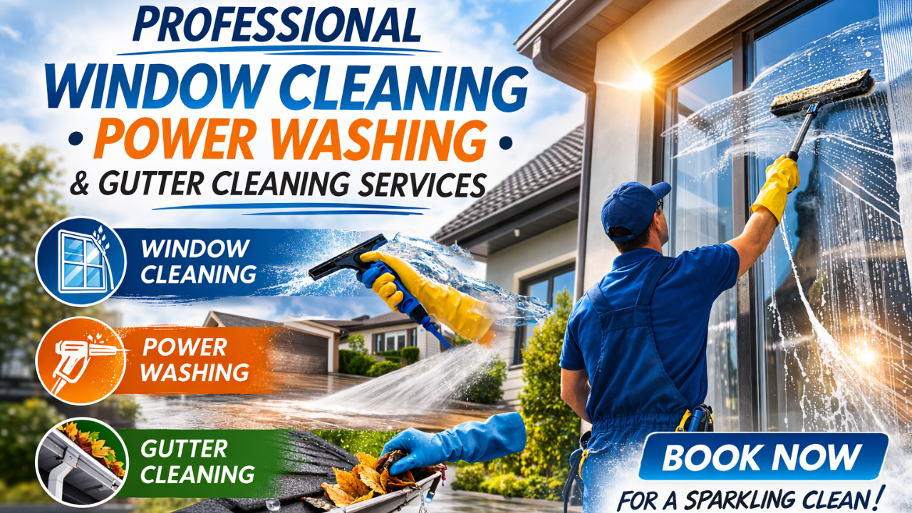 Window Cleaning, Power Washing, Gutter Cleaning
